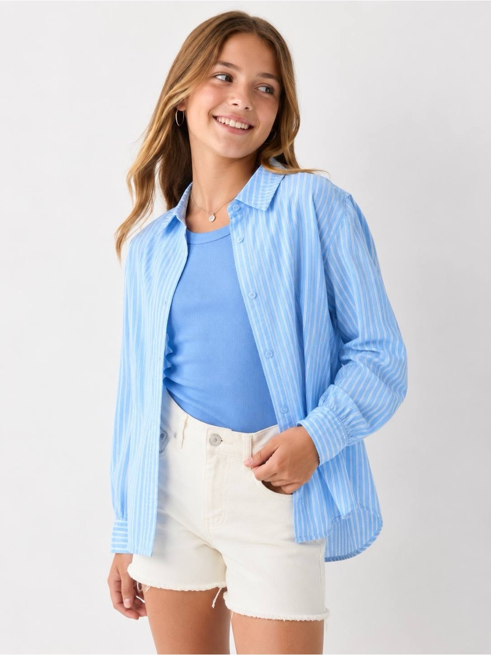 Zara Kids Girls Striped Shirt & Tank Top Set Blue Size 11-12Y NWOT